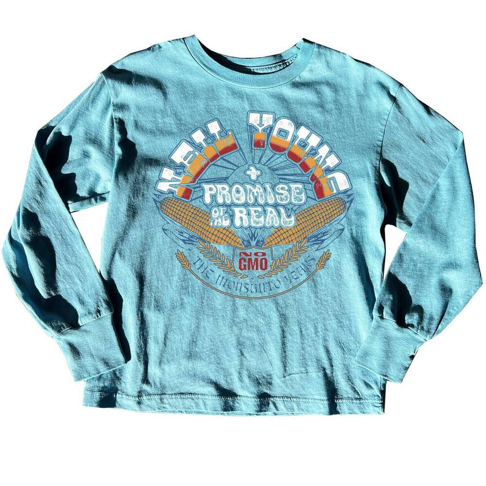 NEW ROWDY SPROUT kid's neil young organic long sleeve tee in blue